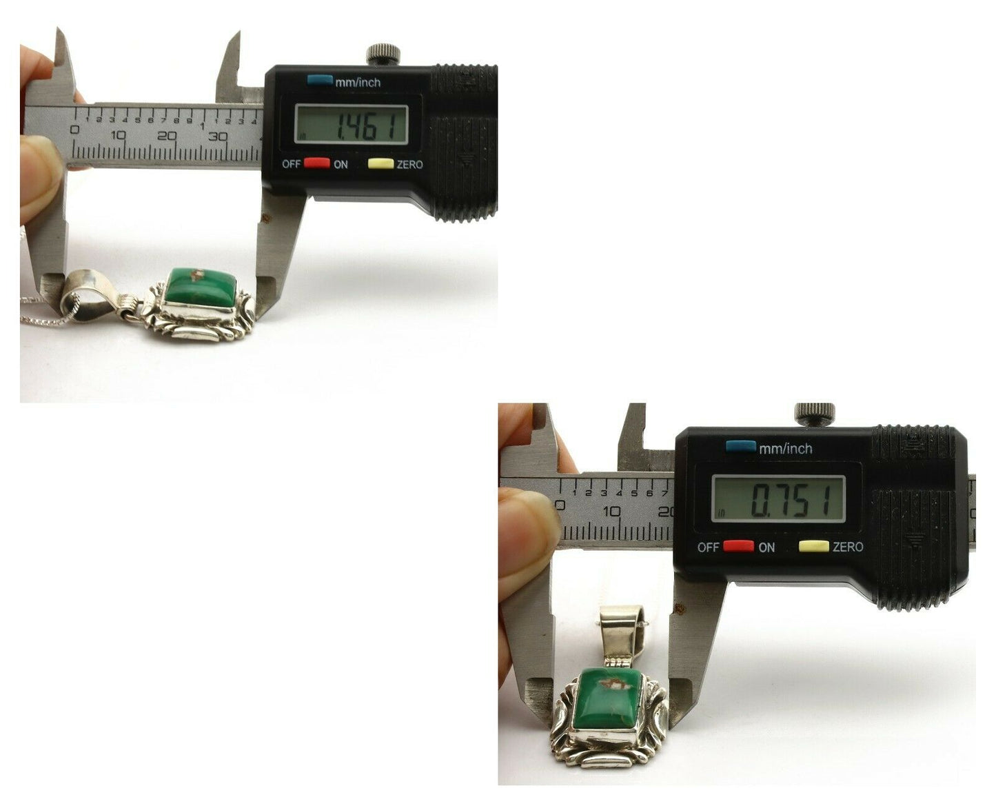 Navajo Necklace .925 Silver Green Variscite Signed Sun C.80's