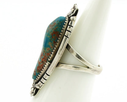 Navajo Ring .925 Silver Nevada Turquoise Native American Artist C.1980's