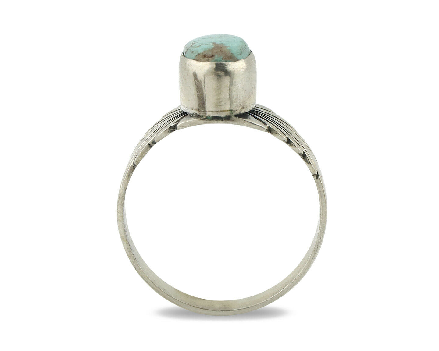 Navajo Ring .925 Silver Kingman Turquoise Artist Signed Apache C.80's