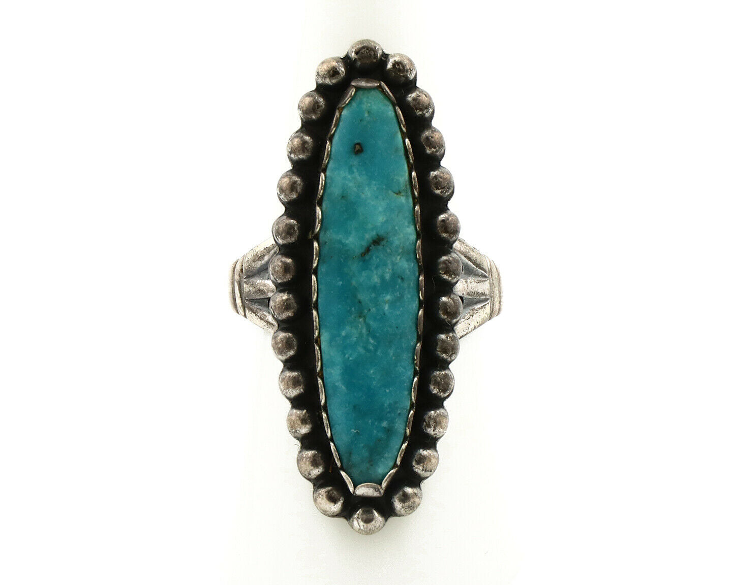 Navajo Ring .925 Silver Morenci Turquoise Signed Artist Sunbell C.80's