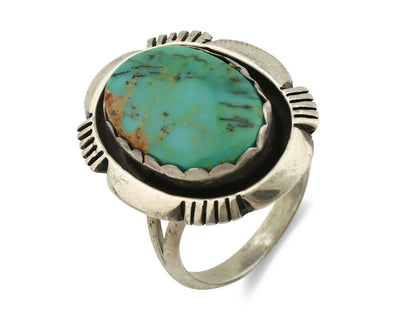 Navajo Ring .925 Silver Kingman Turquoise Artist Signed M Nez C80s