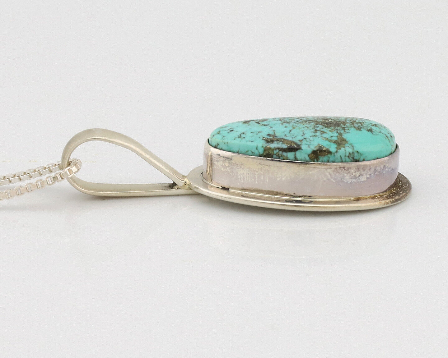 Navajo Necklace .925 Silver Spiderweb Turquoise Signed Doug Zachary C.1980's