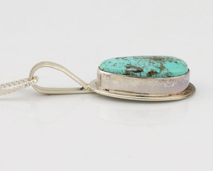 Navajo Necklace .925 Silver Spiderweb Turquoise Signed Doug Zachary C.1980's