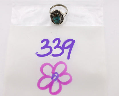 Navajo Ring .925 Silver Nevada Turquoise Signed Native Artist C.1980's