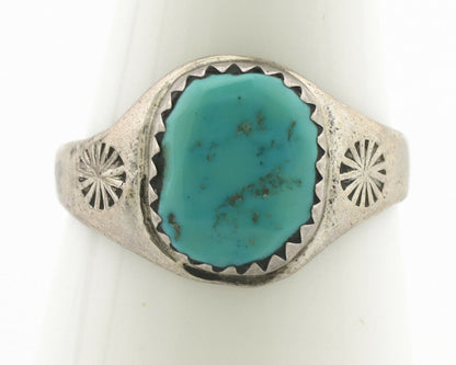 Zuni Ring .925 Silver Natural Blue Turquoise Native American Artist C.1980's