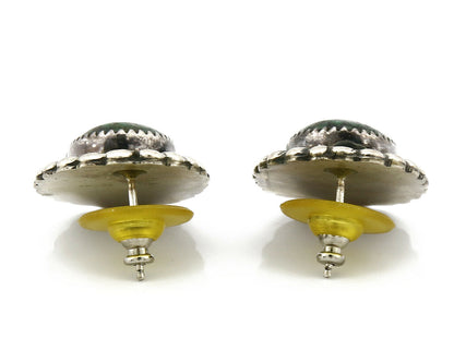 Women's Navajo Earrings .925 Silver Crescent Valley Turquoise Handmade Indian