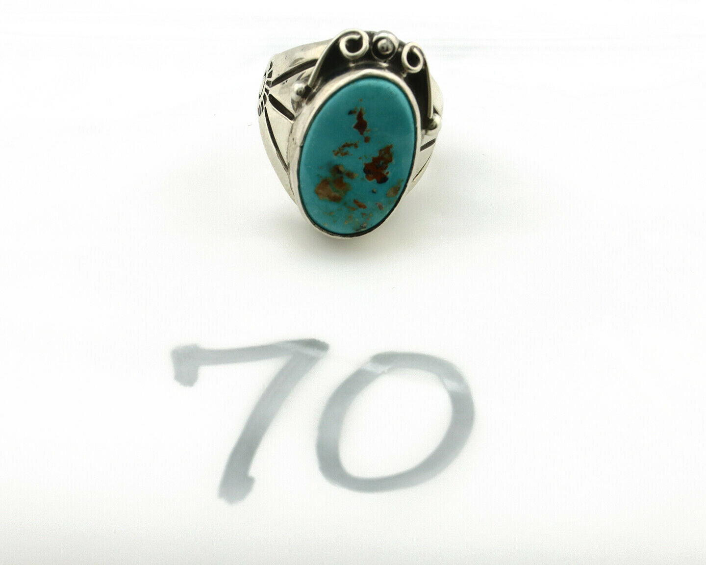 Navajo Ring .925 Silver Blue Southwest Turquoise Native Artist C.80's