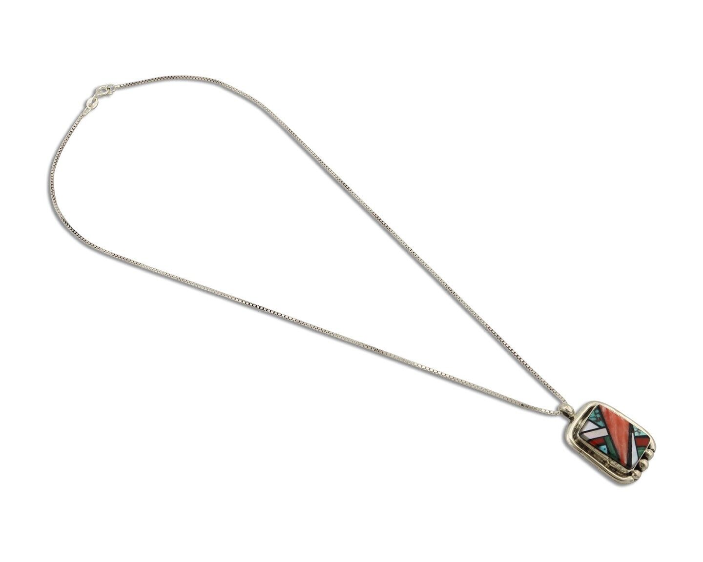 Navajo Pendant 925 Silver Natural Gemstone Artist Signed Doug Zachary C.80's
