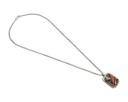 Navajo Pendant 925 Silver Natural Gemstone Artist Signed Doug Zachary C.80's