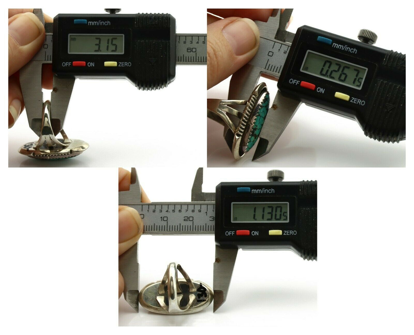 Navajo Ring .925 Silver Spiderweb Turquoise Native American Artist C.1980's