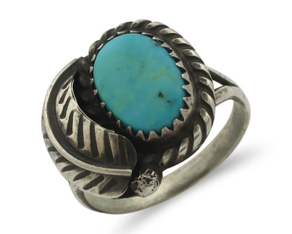 Navajo Handmade Ring .925 Silver Kingman Turquoise Native Artist C.80's