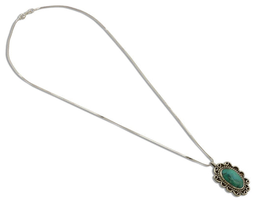 Navajo Handmade Cross Necklace 925 Silver Blue Turquoise Signed W C.80's