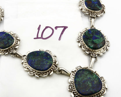 Navajo Azurite Necklace .925 Silver Signed Artist Billie Eagle C.80's