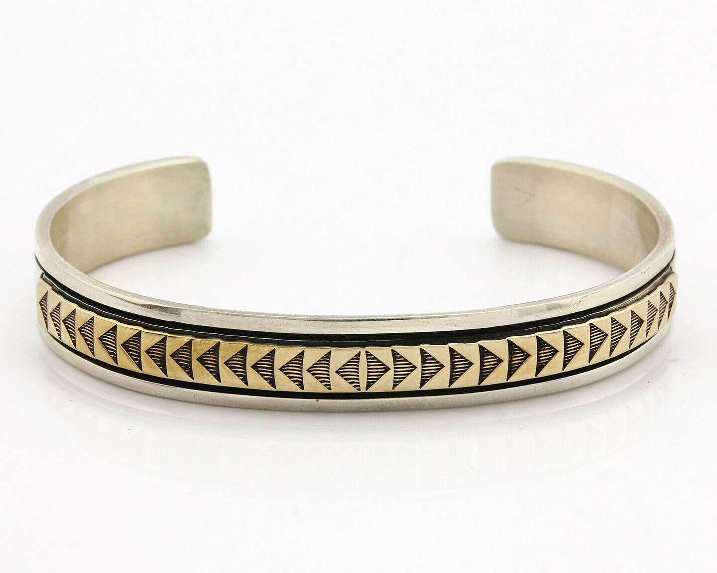 Navajo Bracelet .925 Silver SOLID 14k Yellow Gold Signed MM Rogers & DJM C80-90s
