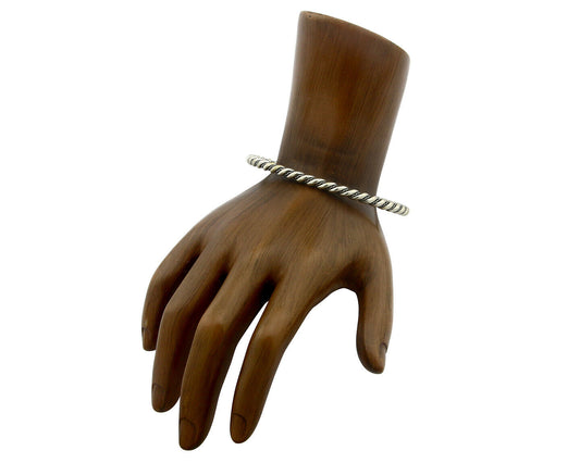 Navajo Bracelet .925 SOLID Silver Handmade Artist Tahe Circa Late 1980's