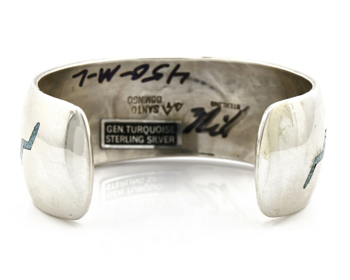 Women's Navajo Bracelet .925 Silver Sleeping Beauty Turquoise Inlaid JT C.80's