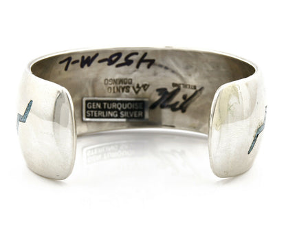 Women's Navajo Bracelet .925 Silver Sleeping Beauty Turquoise Inlaid JT C.80's