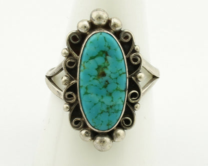Navajo Ring .925 Silver Spiderweb Turquoise Native American Artist C.80's