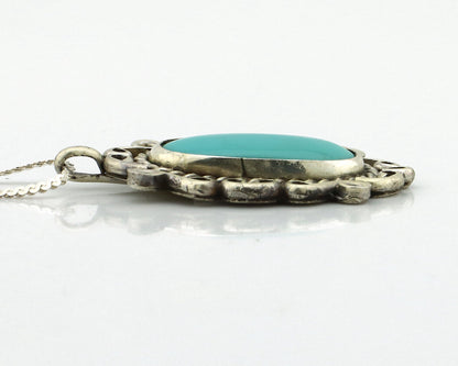 Navajo Handmade Cross Necklace 925 Silver Blue Turquoise Signed W C.80's