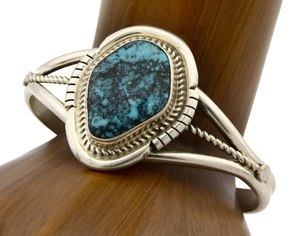 Navajo Bracelet .925 Silver Natural Blue Turquoise Signed Mc Cray C.80's