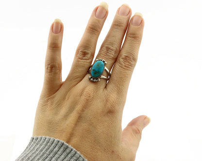 Navajo Ring .925 Silver Nevada Turquoise Artist Native American C.1980's