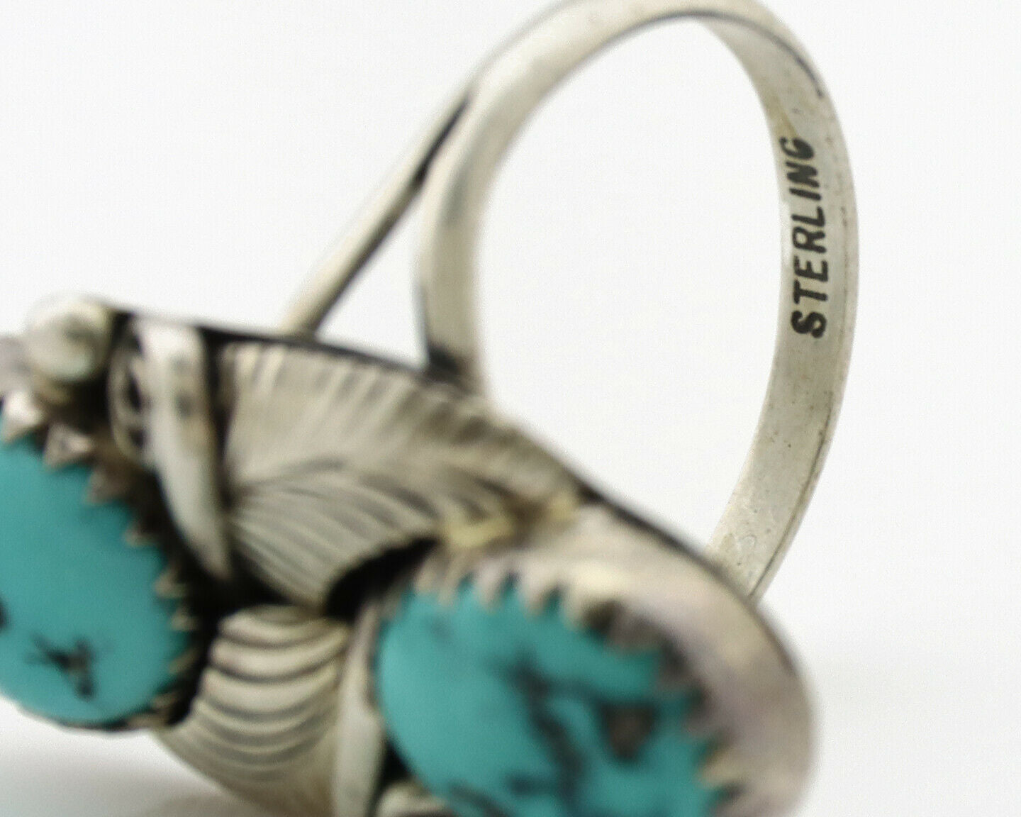 Navajo Ring .925 Silver Natural Blue Turquoise Native American Artist C.1980's