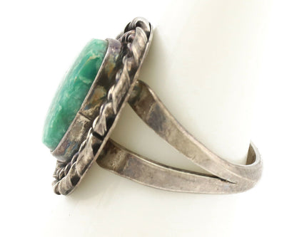 Navajo Ring .925 Silver Green Turquoise Native Artist C.1980's