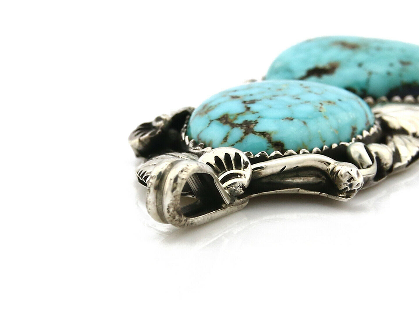 Navajo Pendant .925 Silver Kingman Turquoise Signed Artist Tom Willeto C.80's