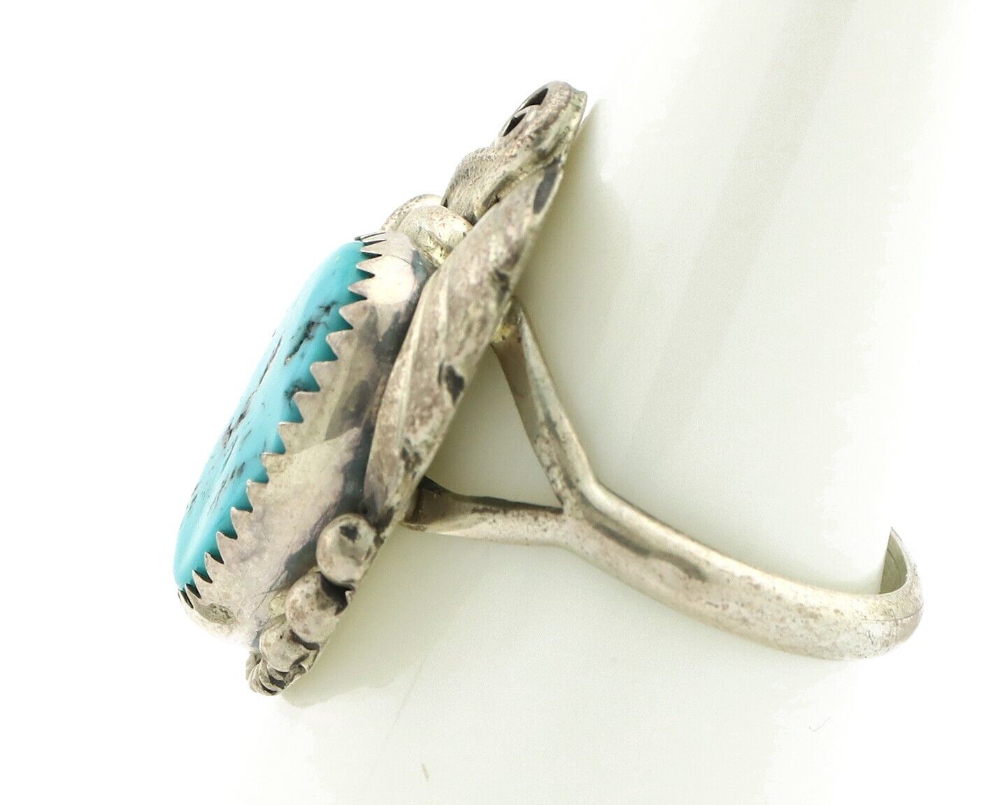 Navajo Ring .925 Silver Sleeping Beauty Turquoise Native Artist C.80's