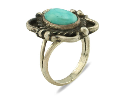Navajo Ring .925 Silver Natural Turquoise Native American Artist C.80's