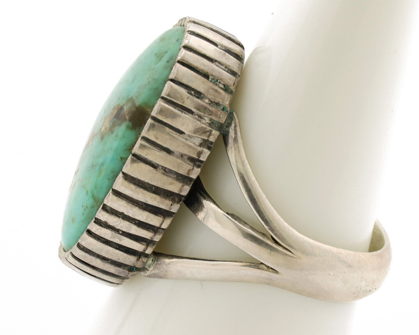 Navajo Ring .925 Silver Natural Blue Turquoise Native American Artist Signed C80