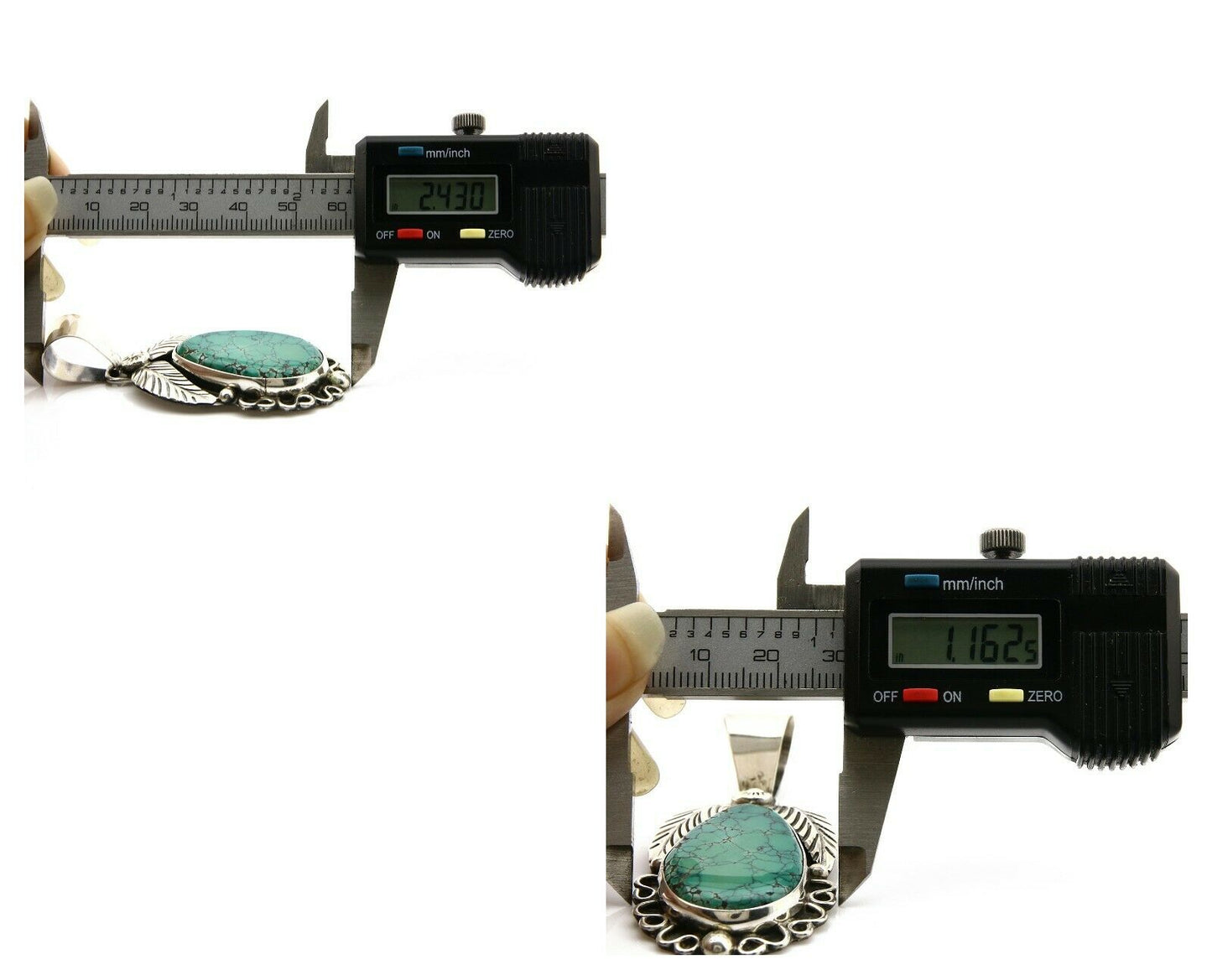 Navajo Pendant .925 Silver Spiderweb Turquoise Native American C.80's