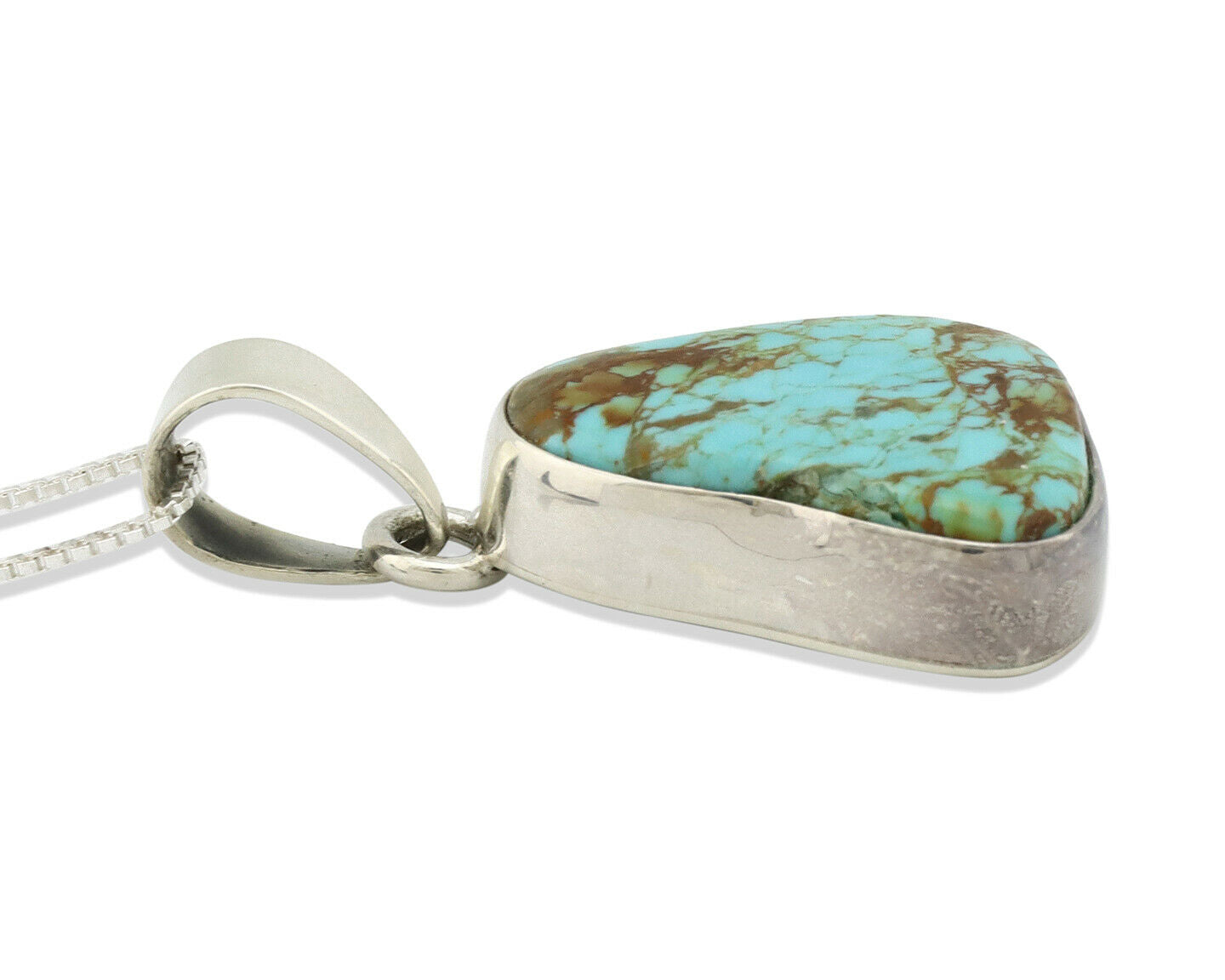 Navajo Pendant .925 Silver Kingman Turquoise Artist Signed Gecko C.80's