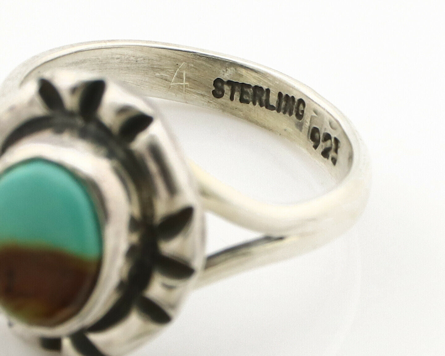 Navajo Ring .925 Silver Kingman Turquoise Artist Signed Gecko C.90's