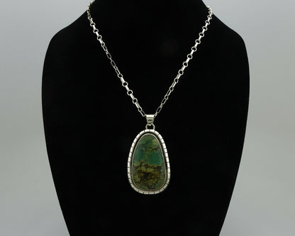 Navajo Pendant .925 Silver Green Turquoise Native American C.80's