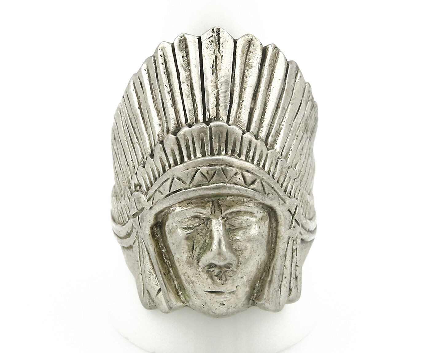 Navajo Indian War Chief Artist IT Ring .925 SOLID Sterling Silver C.80's Size 11