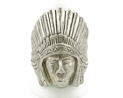 Navajo Indian War Chief Artist IT Ring .925 SOLID Sterling Silver C.80's Size 11