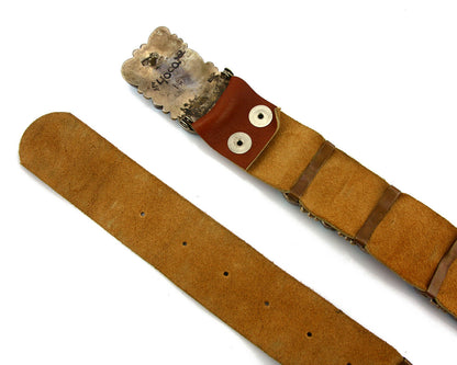 Navajo Concho Belt .925 Silver Morenci Turquoise Signed J. Sandoval C.80's