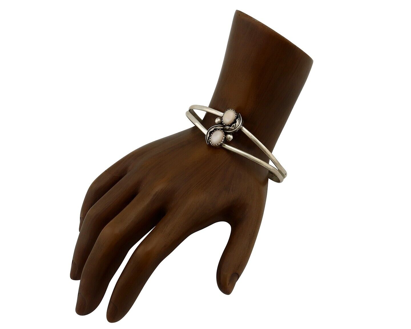 Women's Navajo Bracelet 925 Silver Natural Pink Mussel Native American C.80's