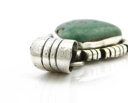 Navajo Pendant .925 Silver Kingman Turquoise Signed Artist FT C.80's