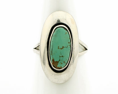 Navajo Shadow Box Ring .925 Silver Kingman Turquoise Signed M Montoya C80s