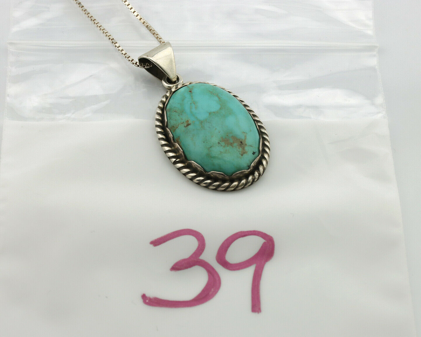 Navajo Handmade Pendant Necklace .925 Silver Artist Signed Sunrise C.80's