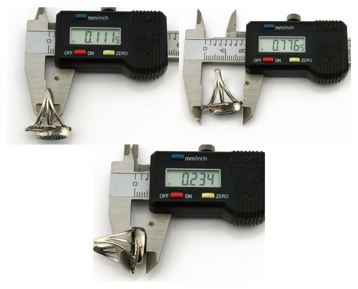 Navajo Ring .925 Silver Spiderweb Turquoise Artist Signed S King C.1980's