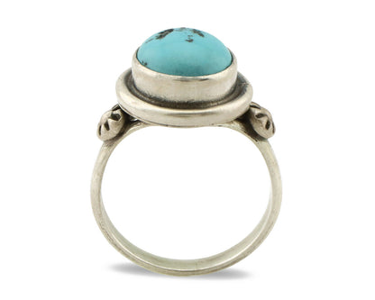 Navajo Ring .925 Silver Sleeping Beauty Turquoise Native American Artist C.1980s