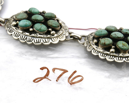 Women's Navajo Concho Belt .925 Silver Turquoise Signed Montoya C.80's