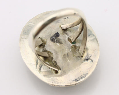 Navajo Handmade Ring .925 Silver Spiderweb Turquoise Native American Artist C80s