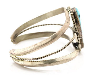 Navajo Cuff Bracelet 925 Silver Natural Blue Turquoise Native American Artist