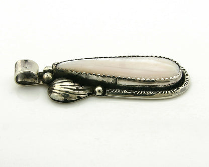 Navajo Pendant .925 Silver Real Natural Pink Mussel Signed Yazzie C.80's