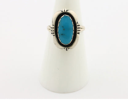 Navajo Ring 925 Silver Blue Gem Turquoise Native American Artist C.80's