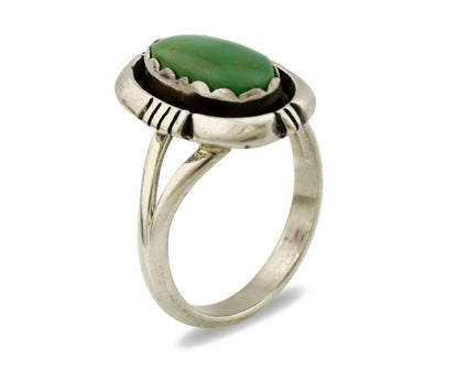 Navajo Ring .925 Silver Kingman Turquoise Handmade Native American Artist C.80's